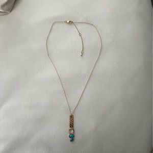 Sundance Gold Necklace with Turqoise and Crystal Pendant